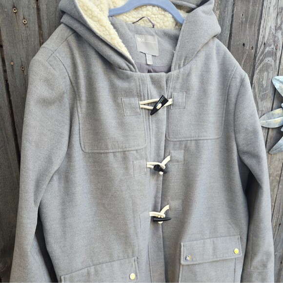 ASOS Skirted Duffle Coat Swing Jacket Hooded Toggle Women's Plus Size 22 Gray - Picture 3 of 7